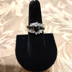 💍🖤💍 Exquisite Black Spinel Sterling Cocktail Ring - 7